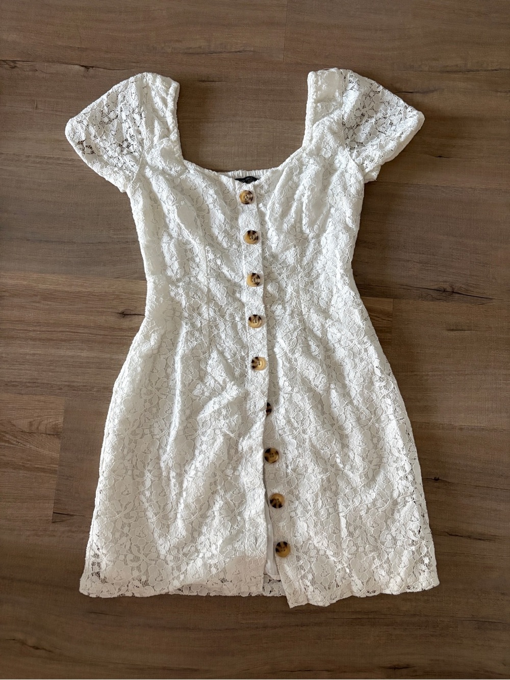 Abercrombie & Fitch White Lace Button-Front Mini Dress